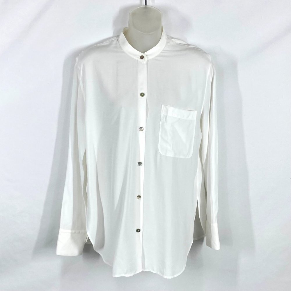 Vince Women’s White Button Up Blouse Size Small Long Sleeve
